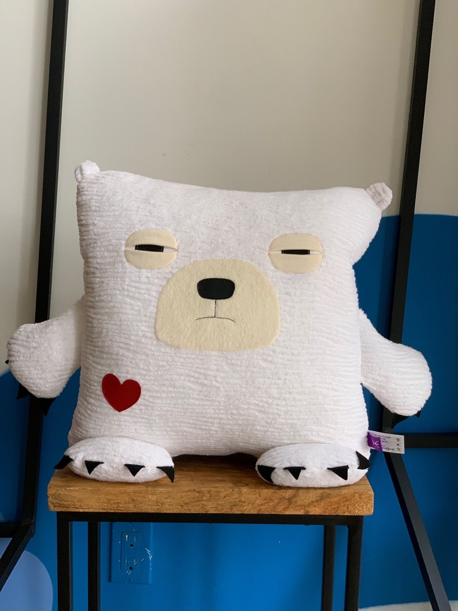 Kids Annie Aime | Velvet Moustache Polar Bear Cushion